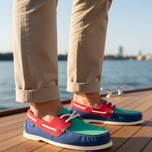Club Room Elliott Blue/Green Boat Shoes